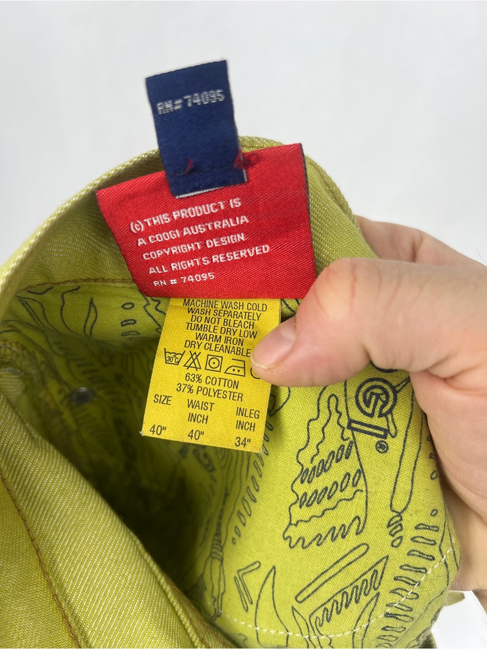 COOGI Men’s Lime Green jeans 40x34 - Picture 10 of 10